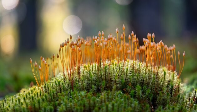 Close Up Of Common Haircap Moss Polytrichum Commune