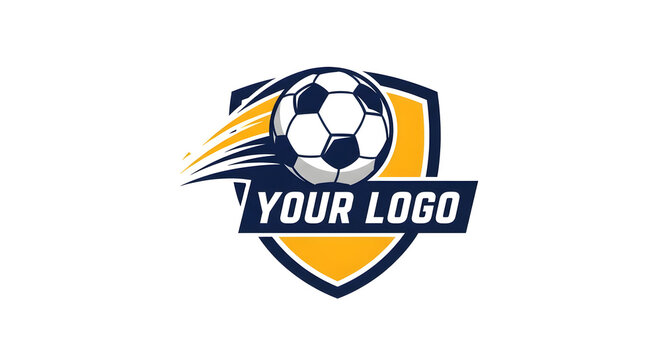 Modern soccer emblem logo template with speed lines and shield for sports branding and graphic design projects