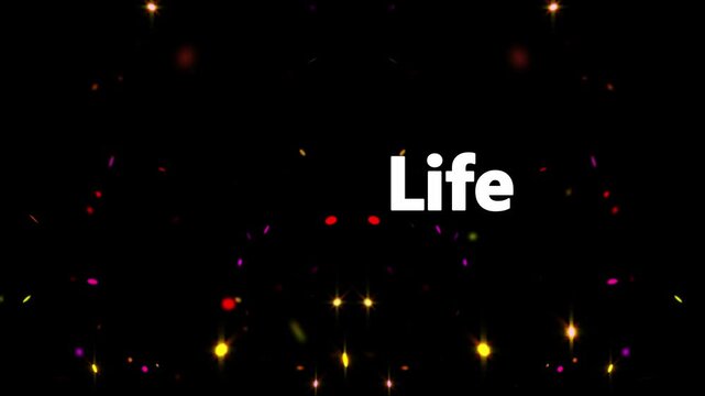 Digital graphic displaying the phrase hack life over a dark background with vibrant colorful particle effects representing celebration or energy