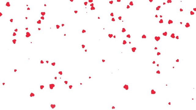 Loopable red heart particles falling down on white background. heart romantic valentine love overlay social media motion design for stock video 4k.