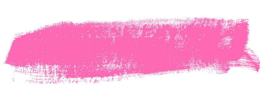 Hot pink brush stroke bar isolated on transparent background, vibrant paint swipe banner for caption title and creative graphic design png transparent background