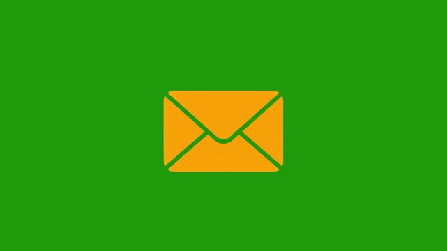 Animated Email Notification Icon &ndash; Flat Mail Envelope with Red Counter Badge on Green Screen and Black Background