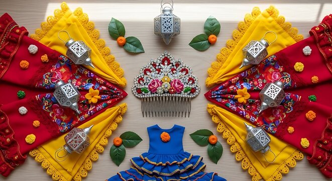 Traditional Indian Garba Dance Costume Accessories.