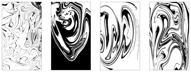 Fototapeta premium Set Ink texture of 4 watercolor hand drawn artistic marbling invitation, Traditional Turkish ebru technique. traditional Turkish ebru illustration.
