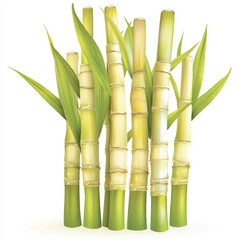 Obraz premium Vibrant Sugarcane Stalks with Green Leaves in a Group.