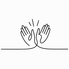 Obraz premium Minimal Continuous Line Clapping Hands Illustration – One Line Applause Vector Art