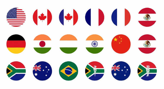 Collection of International Country Flags Representing Global Unity and Diversity.