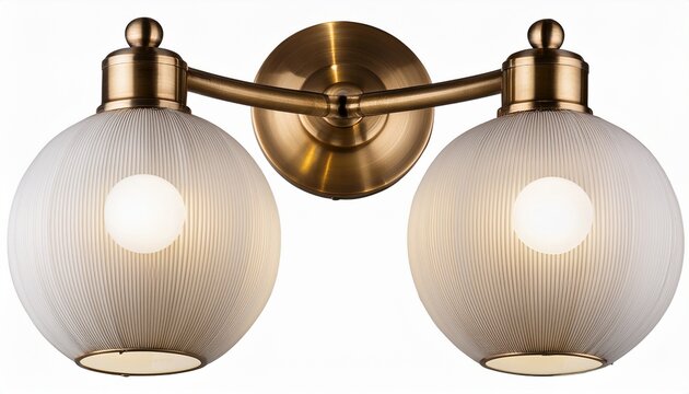 Modern Brass Wall Sconce With White Globe Lights Isolated On Transparent Background