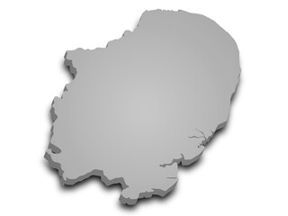 Obraz premium 3d East of England map, UK. Detailed high-quality illustration showing the administrative region geography boundaries isolated in white background.