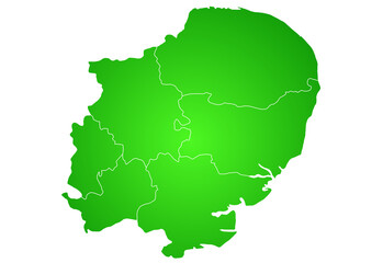 Obraz premium East of England map. East Anglia administrative map. counties map of East of England, empty map of East of England