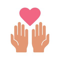 Obraz premium Volunteer Hands with Heart Support flat color