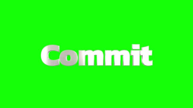 Motivational video with the word commit on green background typography animation