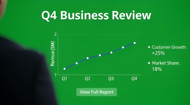 Business growth chart showing quarterly revenue increase
