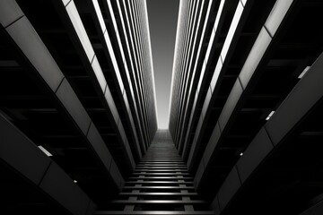 Naklejka premium Architecture patterns staircase building black.