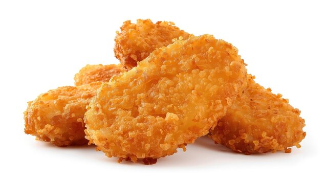 Crispy Hash Browns on a white background with clipping path
