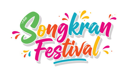 Colorful Songkran Festival Text Design.