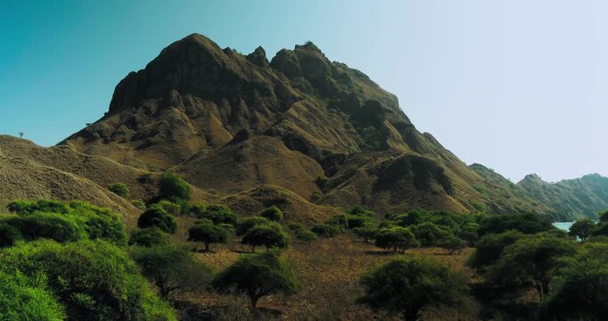 Drone Aerial Reveal of Padar Island Bays and Turquoise Ocean Waters