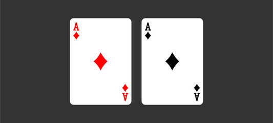 Obraz premium Ace of Diamonds Playing Card Symbol Set – Red and Black Minimal Vector.