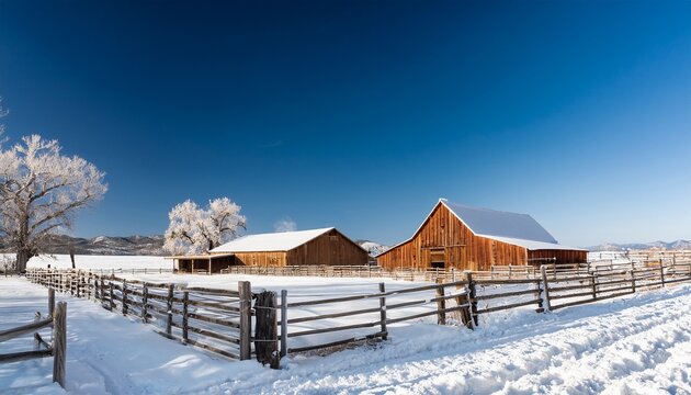 Western Usa Ranch In The Snow