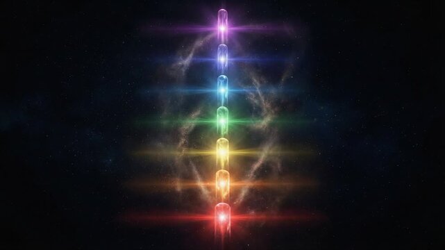 チャクラ光柱が脈動する覚醒スピリチュアル動画