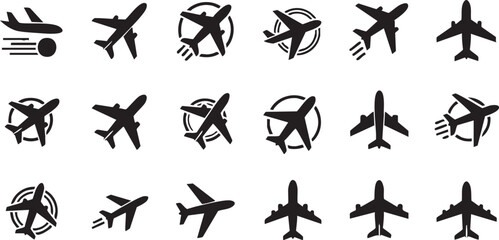 Black airplane on white background aircraft silhouettes 1