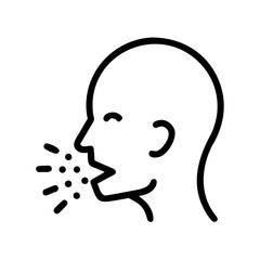 Fototapeta premium A person sneezing with particles emanating from their mouth isolated on white background, Vector