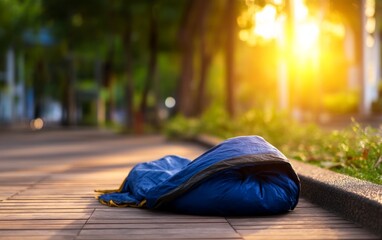 Empty Sleeping Bag Representing Homelessness Outdoors