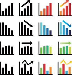 棒グラフ　アイコン　セット