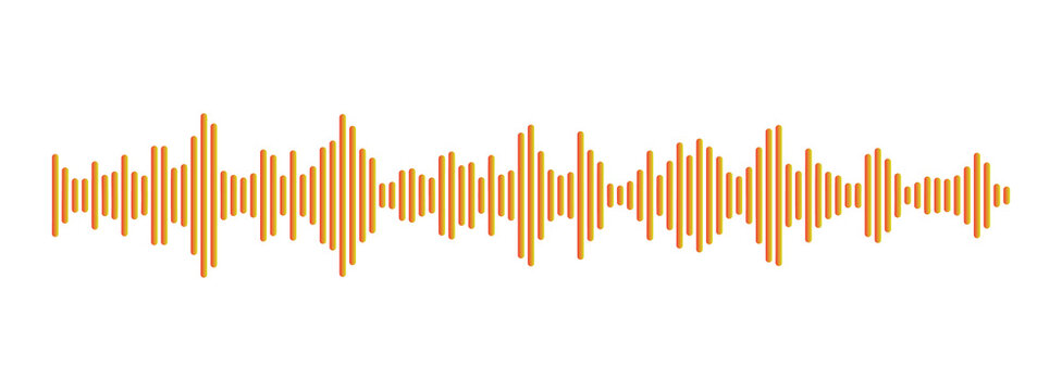 Dynamic orange and yellow gradient sound wave visualizer isolated on transparent background