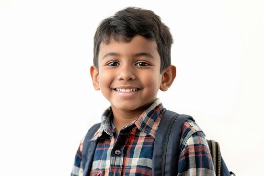 Smiling boy with backpack