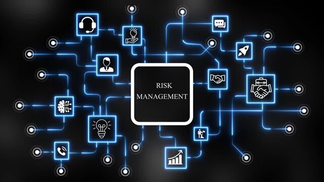 risk management Information communication technology internet concept on virtual screen. 4k animation 