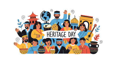 Fototapeta premium Diverse People Celebrating Heritage Day Together.