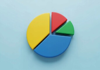 Fototapeta premium 3D Colorful Pie Chart Infographic on Light Blue Background