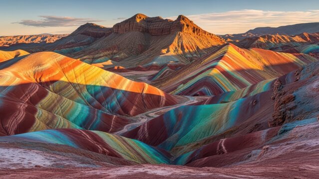 Vibrant mountain landscape at sunset