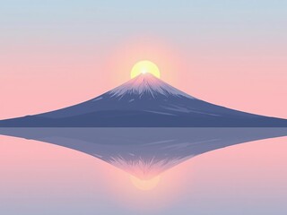 Fototapeta premium 朝色に染まるダイヤモンド富士