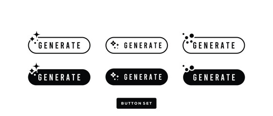 Generate Button Set in Modern Rounded  silhouette and line art Style for UI design. vector illustration © design7star