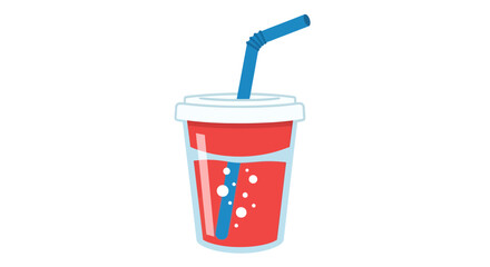 Red drink in a cup with a straw Vector Illustration, refreshing beverage, summer drink, juice