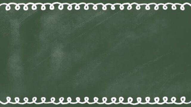 Blackboard with white chalk curly line border loop