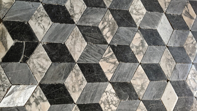 Geometric stone tile hexagon pattern background