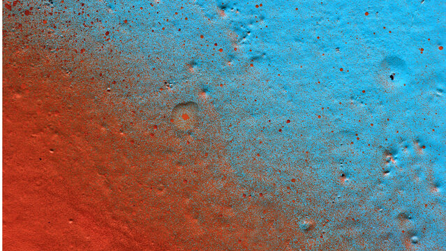 Red and Blue Textured Planet Surface Abstract Cratered Terrain