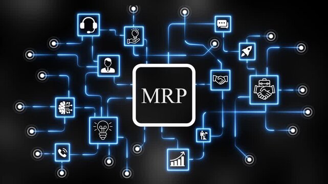 MRP Information communication technology internet concept on virtual screen. 4k animation 
