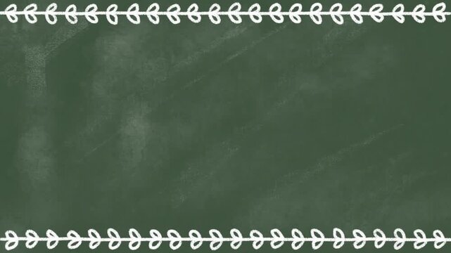 Blackboard with white chalk leaves border loop