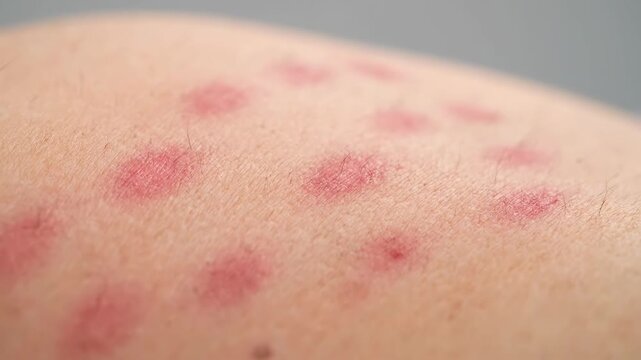 Pityriasis Rosea Christmas Tree Pattern on Back Skin, Dermatology Medical Close Up
