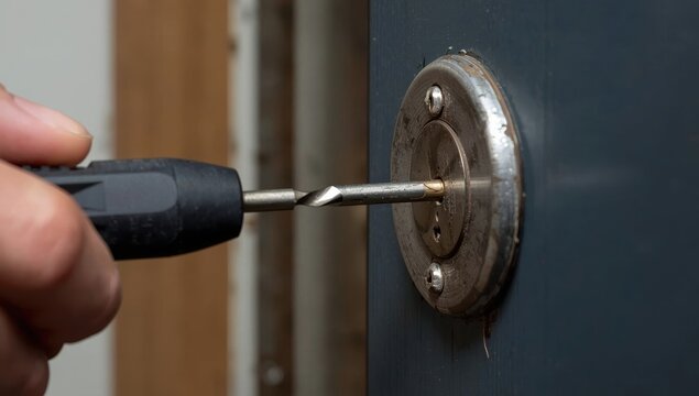 Removed a cylinder pin lock by drilling
