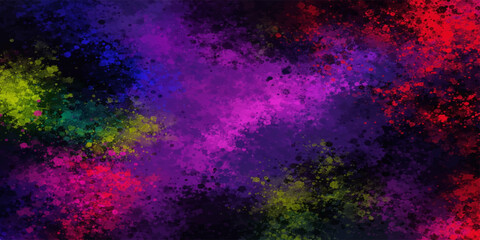 Fototapeta premium Abstract colorful grunge background featuring a bright watercolor paint texture with purple and orange smoke patterns and dark blue fractal light design