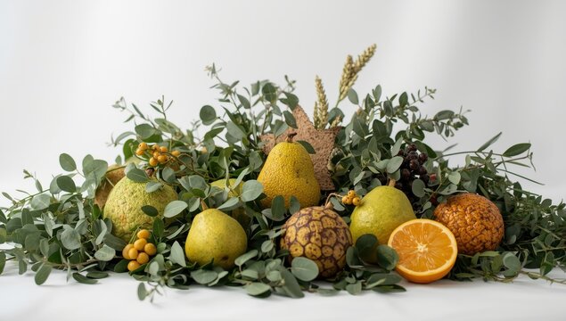 Sukkot icons on white backdrop