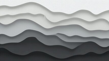 Fototapeta premium Abstract gray layered background with wavy paper cut shapes, minimalist monochrome design gradient texture