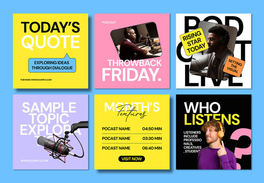 Bold Podcast Promotion Social Media Template Pack