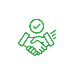 Fototapeta premium Green Handshake with Check Mark Icon representing Agreement and Success, isolated on transparent background