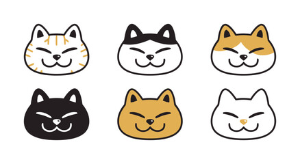 Obraz premium Cat Face Emoticon Set Cartoon Vector Illustration